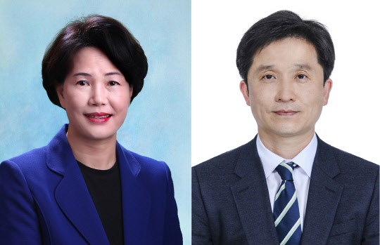 박미자(왼쪽) 기후환경비서관 내정자와 이상민 통일정책비서관 내정자. <청와대 제공>